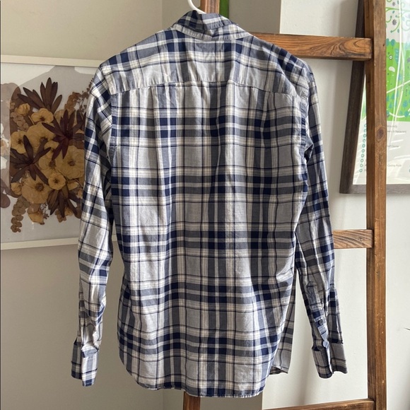 J Crew Blue and White Checkered Button Down Shirt - Picture 4 of 5